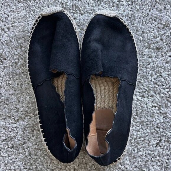 Chloe Scalloped Espadrille Flats - Black Leather Suede - Size 6 (EU 36) - Picture 5 of 5